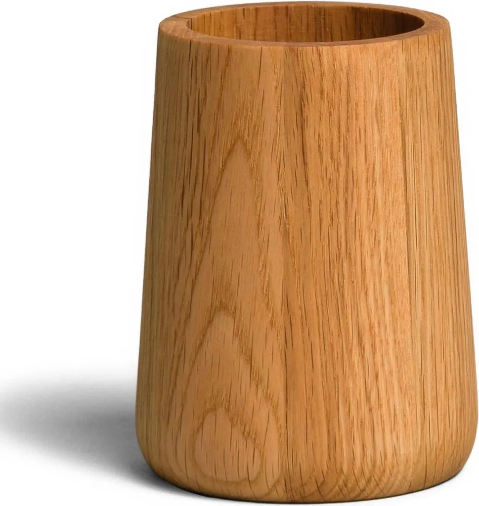 Porte-brosse à dents bois chêne naturel Ø 8 cm : fini le désordre !
