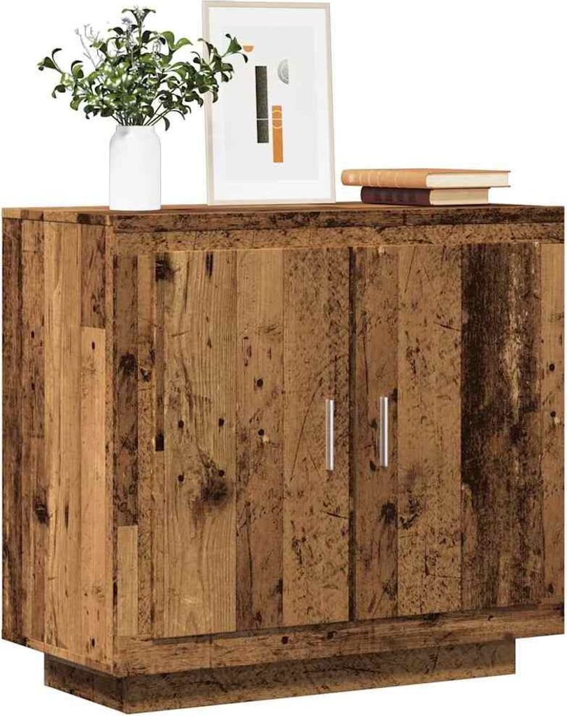 "Rabatt" Mehrzweckschrank/Vitrine/Sideboard - Modernes Design - Altholz-Optik 80x40x75 cm Holzwerkstoff - Kommoden CC24300