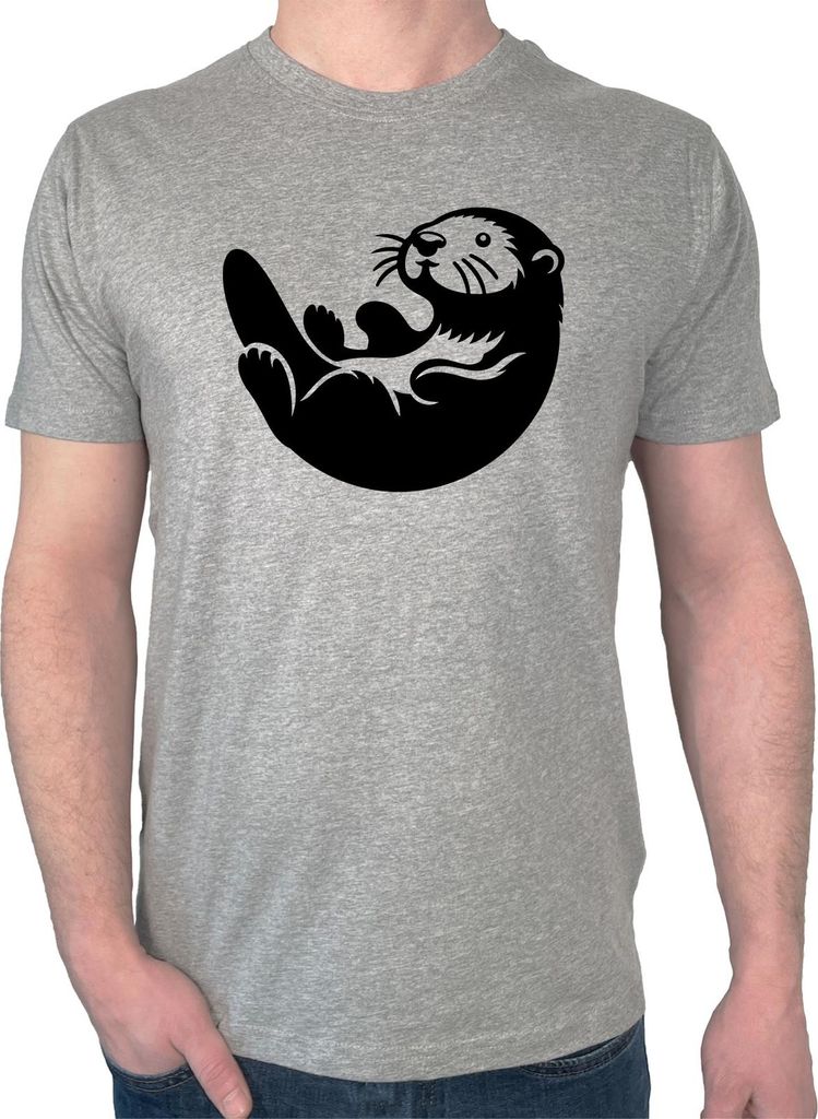 Huuraa Herren T-Shirt Otter Silhouette 3XL Sport Grey Bio Baumwolle Fairtrade Herrenshirt Geschenkidee