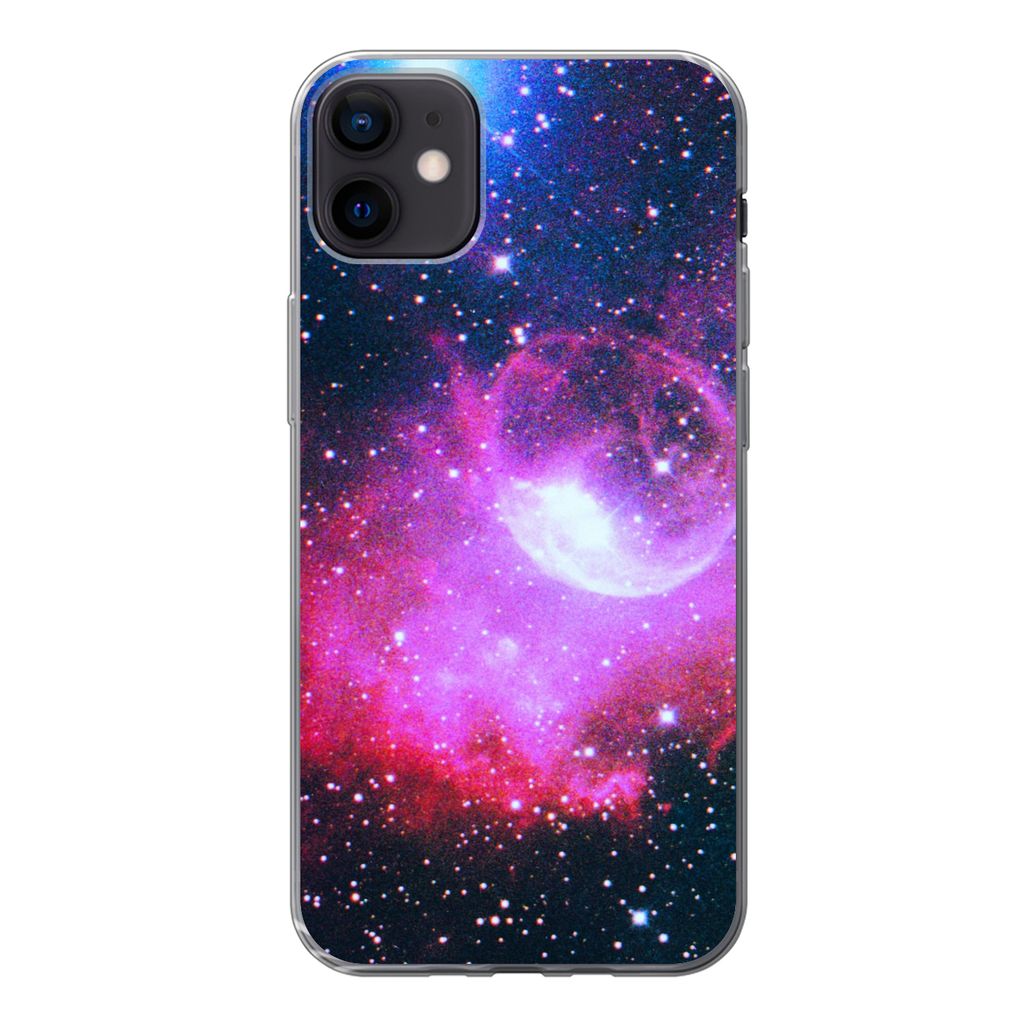 MuchoWow Handyhülle Schutzhülle Hülle für iPhone 12 mini Universum - Planeten - Rosa - Jungen - Mädchen - Kinder Silikon Softcase Handy Hül...