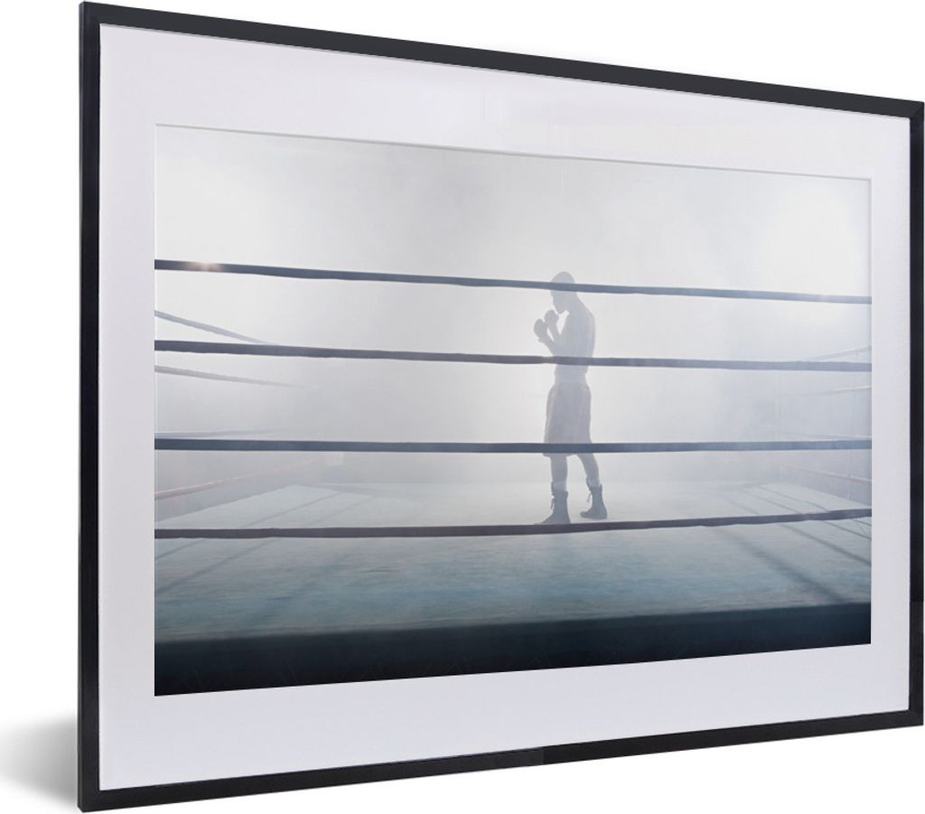 MuchoWow Gerahmtes Poster Boxen - Nebel - Sport 40x30 cm - Poster mit Schwarzem Bilderrahmen Wandposter Rahmen Foto Bilder - Bilderrahmen - Poste...