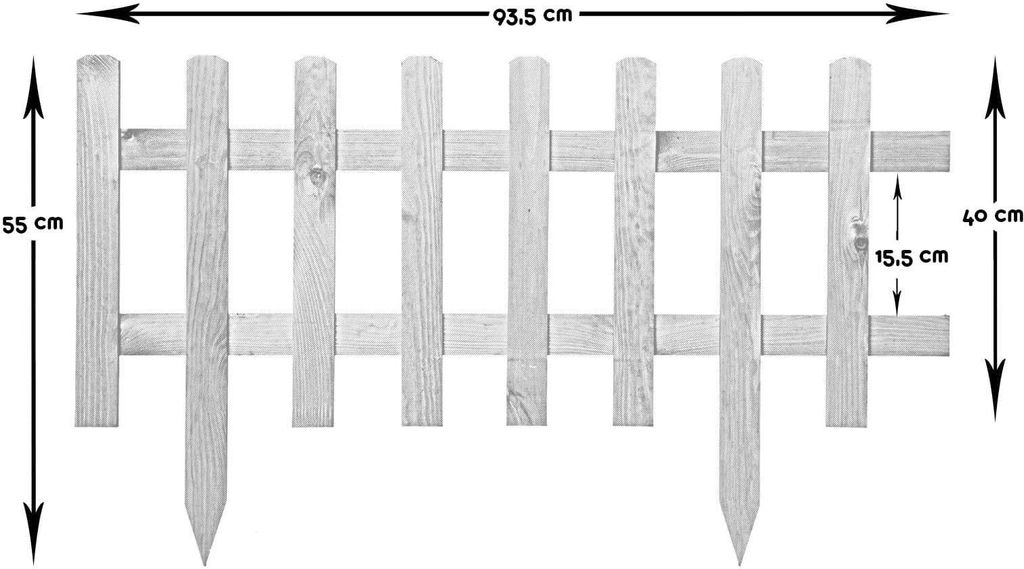 Steckzaun Holz Anthrazit H 40 x B 93,5 cm 4 Stück Produktbild 5