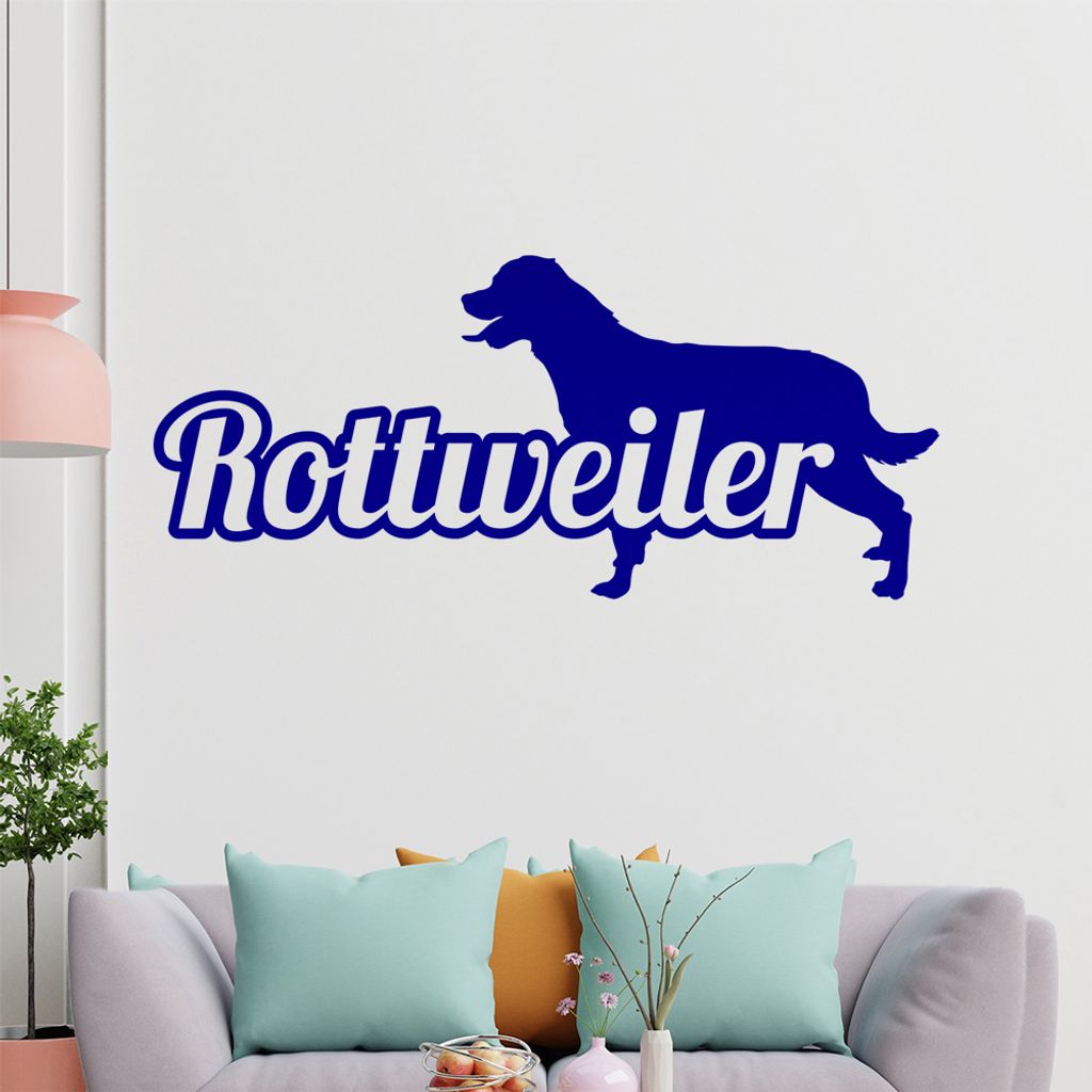 KIWISTAR Rottweiler mit Name Schrift Silhouette Wandtattoo in 6 Größen - Wandaufkleber Wall Sticker - Dekoration, Küche, Wohnzimmer, Schlafzimme...