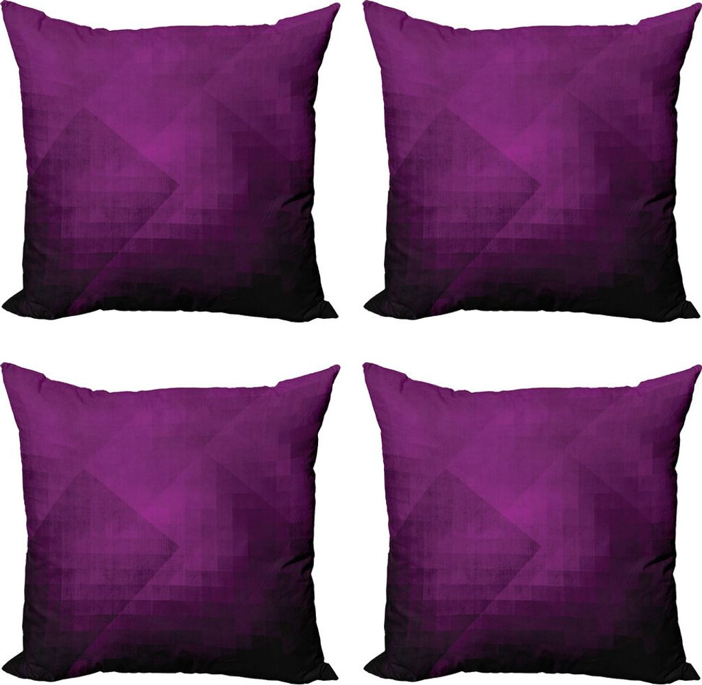 ABAKUHAUS Aubergine Kissenbezug Set (4 Stück), Squares Moderne Kunst, Moderner Doppelseitiger Digitaldruck, 40 cm x 40 cm, Lila