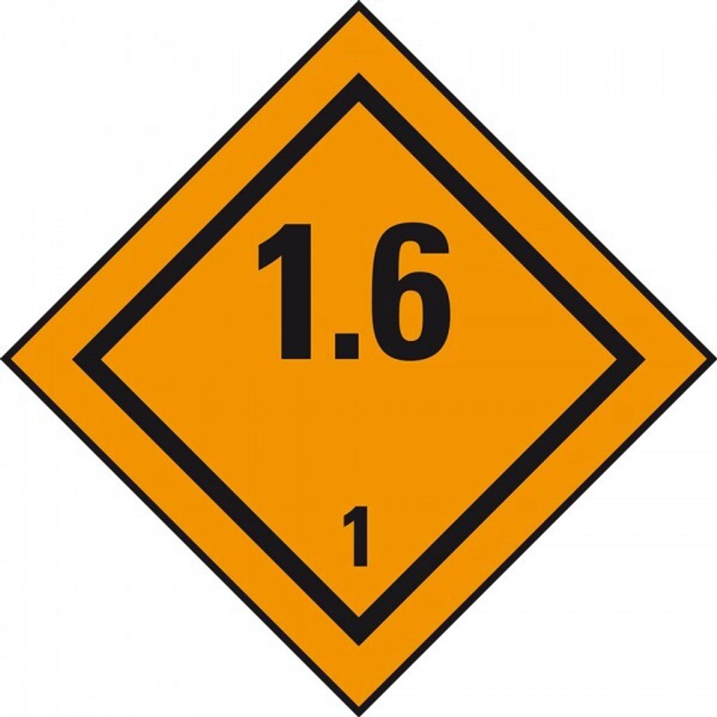 Dreifke Aufkleber I Verpackungskennzeichen Kl.1.6 Explosiv, Haftpapier, perm...