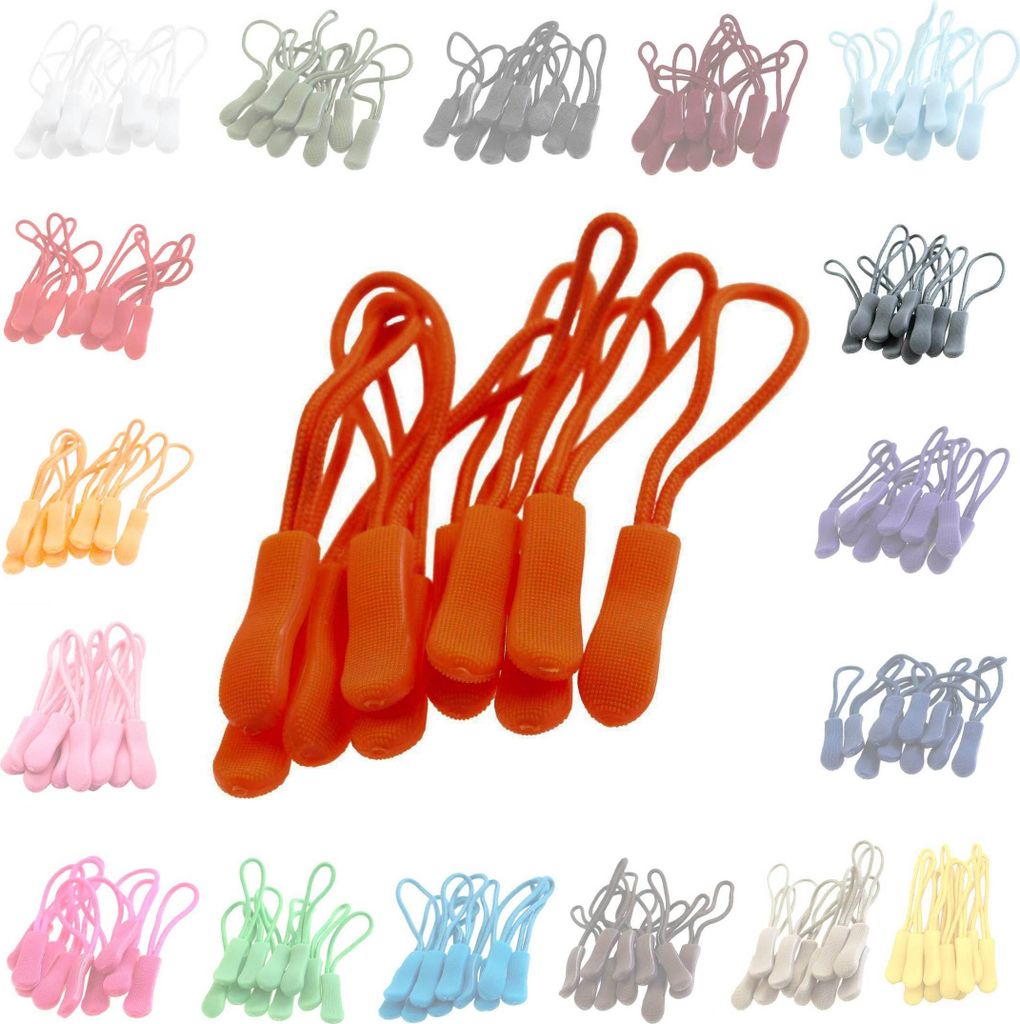 10 Zipperschlaufen 70 Farben Reißverschluss Verlängerung Reißverschlussanhänger