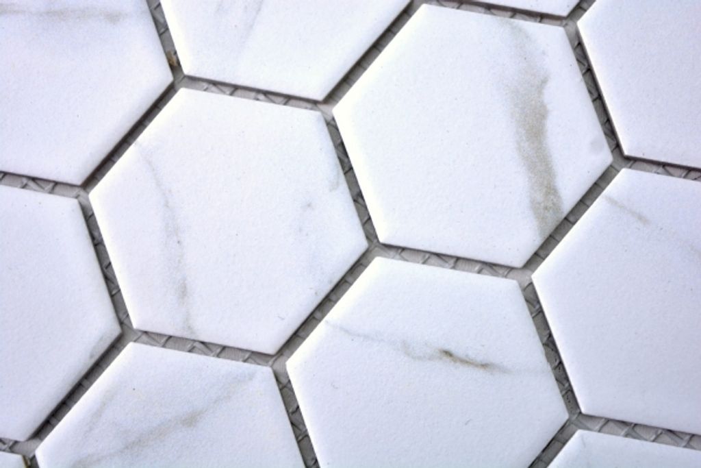 Mosaik Fliese Marmor Naturstein Hexagon weiß Carrara Fliesenspiegel 44-0103_b 