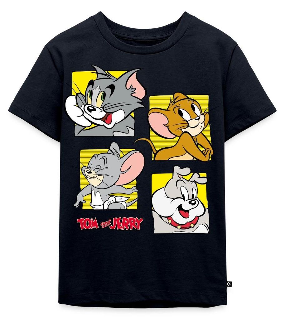Spreadshirt Tom Und Jerry Vier Freunde Kinder Premium T-Shirt, 98/104 (2 Jahre), Navy