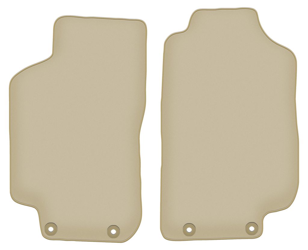 Velours-Fußmatten Vorne PREMIUM beige passend für Saab 9-5 I Y3SE (1997-2005, Limousine, Kombi) – mit Befestigungen – passgenau