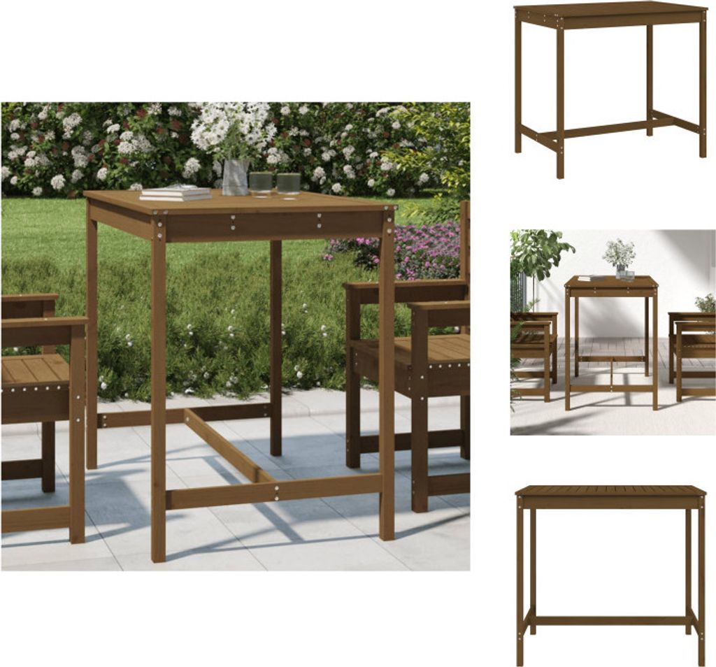 vidaXL Gartentisch Honigbraun 121x82,5x110 cm Massivholz Kiefer - Gartentische