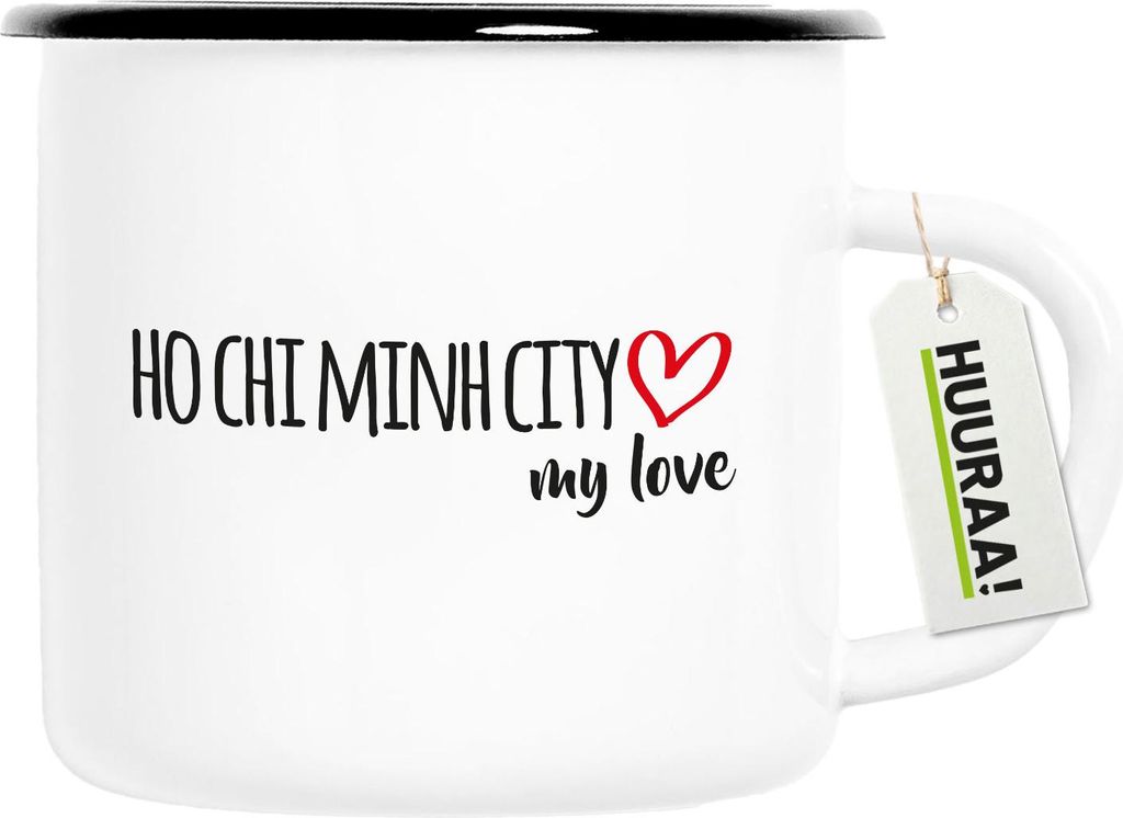 Huuraa Emaille Tasse Ho Chi Minh City my love 300ml Vintage Campingbecher Geschenkidee