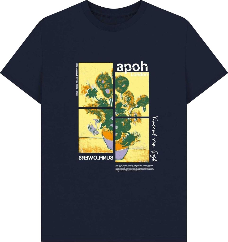 Apoh - "Sunflowers Jigsaw" T-Shirt für Herren/Damen Uni PN1712 (S) (Dunkles Marineblau)
