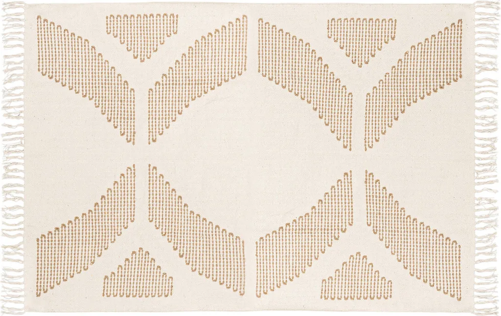 Grand tapis blanc 120x170cm coton brodé Inuit Dreams douceur et design