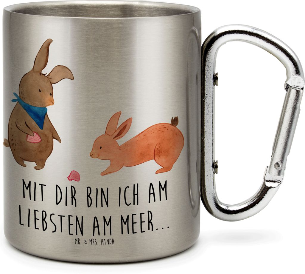 Mr. & Mrs. Panda Thermobecher Hasen Muschel - Transparent - Geschenk, Strand, Meer, Campingtasse, Muttertag, Isolierbecher, Teetasse, Becher Aus Ed...