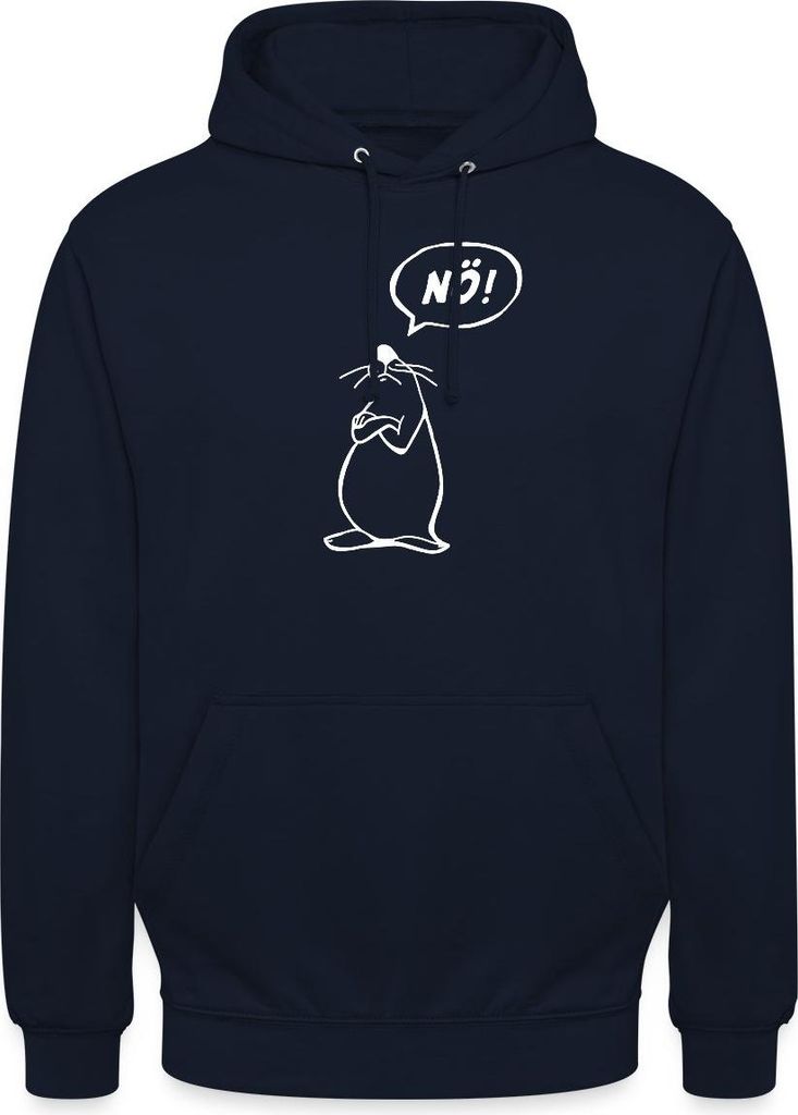 Spreadshirt Maus Lustiger Spruch Nö Bevor Du Fragst Nein Uni Hoodie, M, Navy