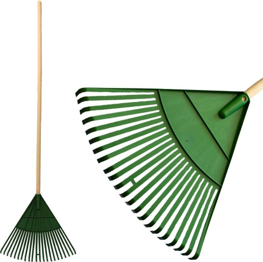 Laub Rechen Strend Pro R121.WH, 22 Zinken, Fächerform, PH, Holzstiel 1300 mm