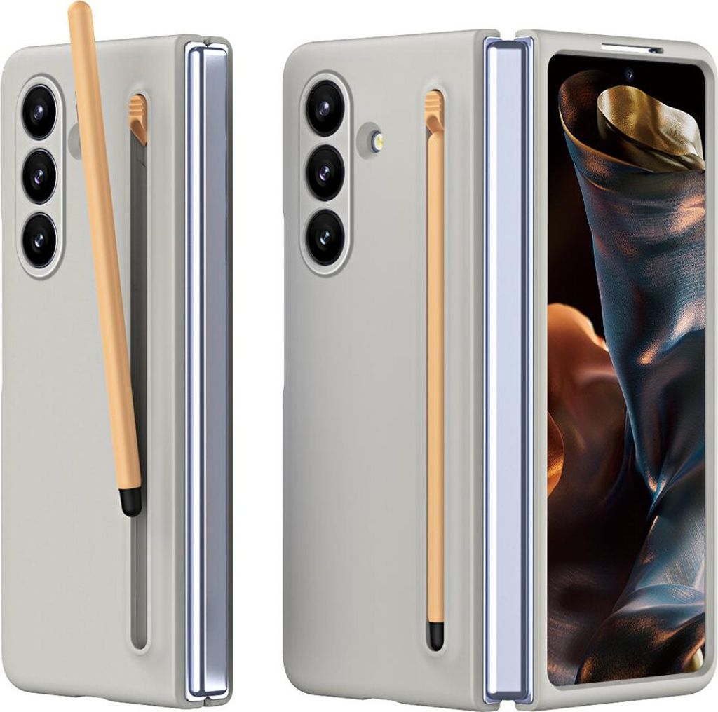 Handyhülle für Samsung Galaxy Z Fold 7 Schlank Stoßfest Kratzfest Schutzhülle mit Eingabestift Grau