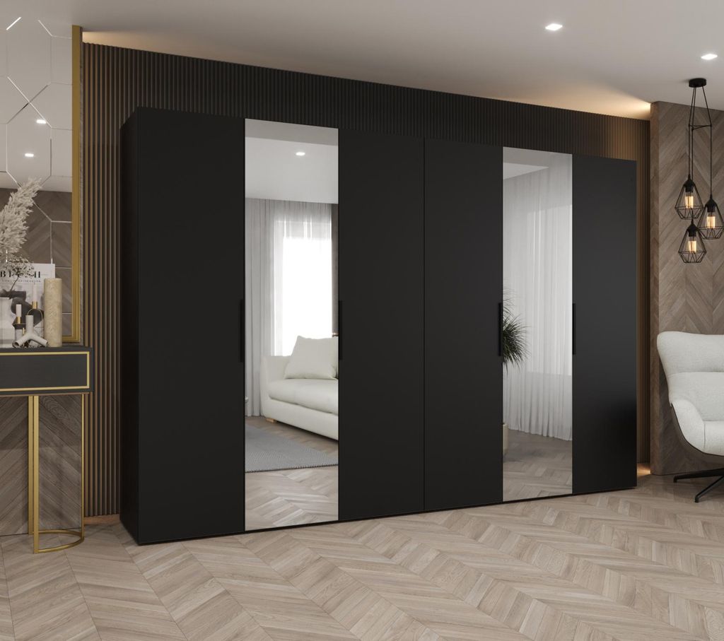 Kleiderschrank 300 cm KUBRA - schwarz