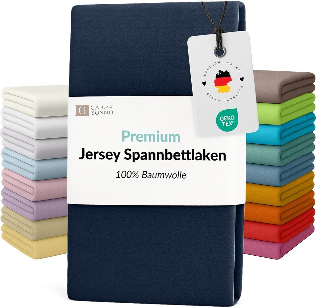 Mako Jersey Spannbettlaken 180x200 - 200x200 aus 100% Baumwolle Bettlaken Blau