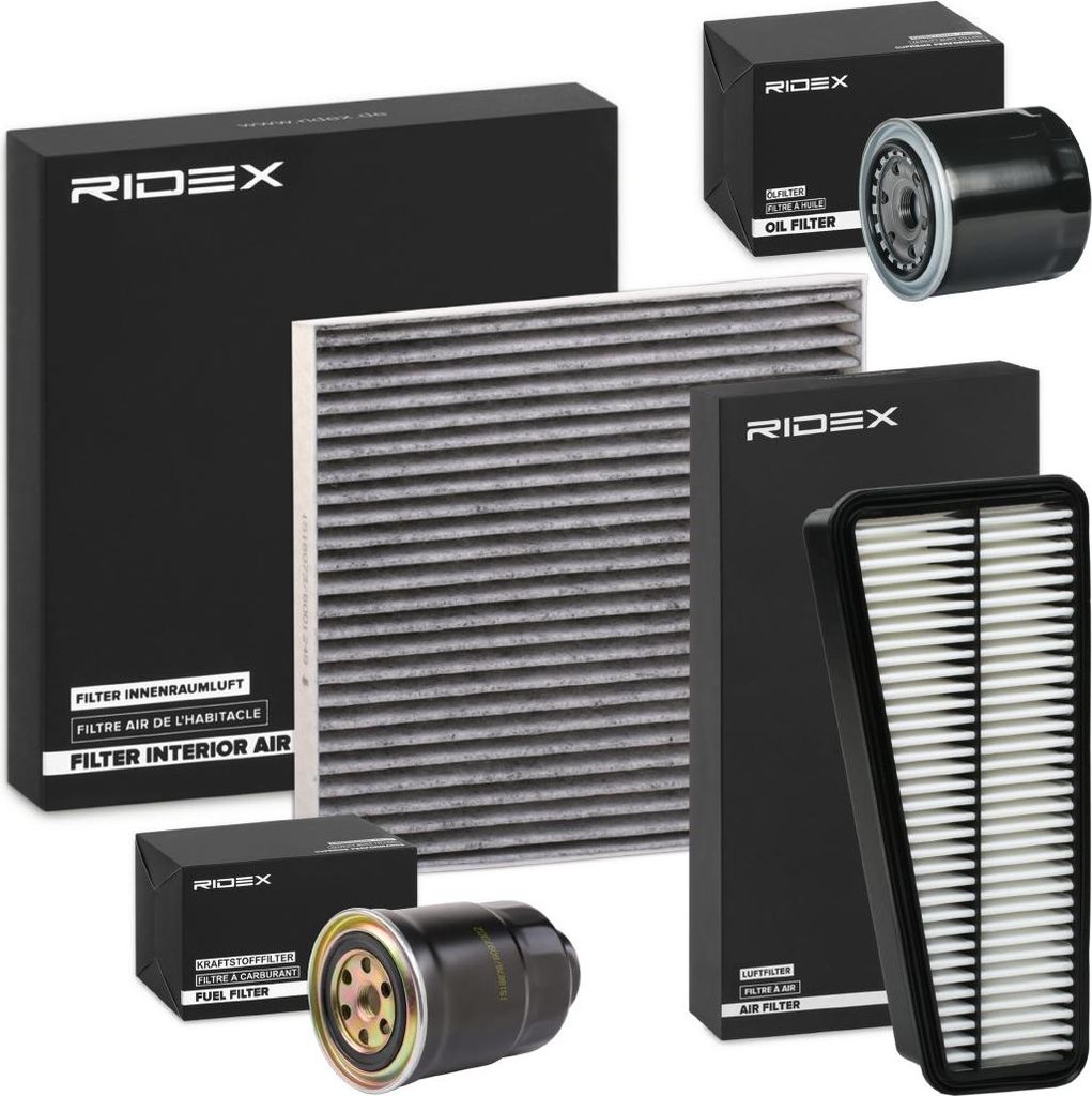 RIDEX Filterset Inspektionspaket Filtersatz für TOYOTA AVENSIS Kombi (T25) COROLLA Verso (ZER, ZZE12, R1) COROLLA (ZZE12, NDE12, ZDE12) AVENSIS (T25)