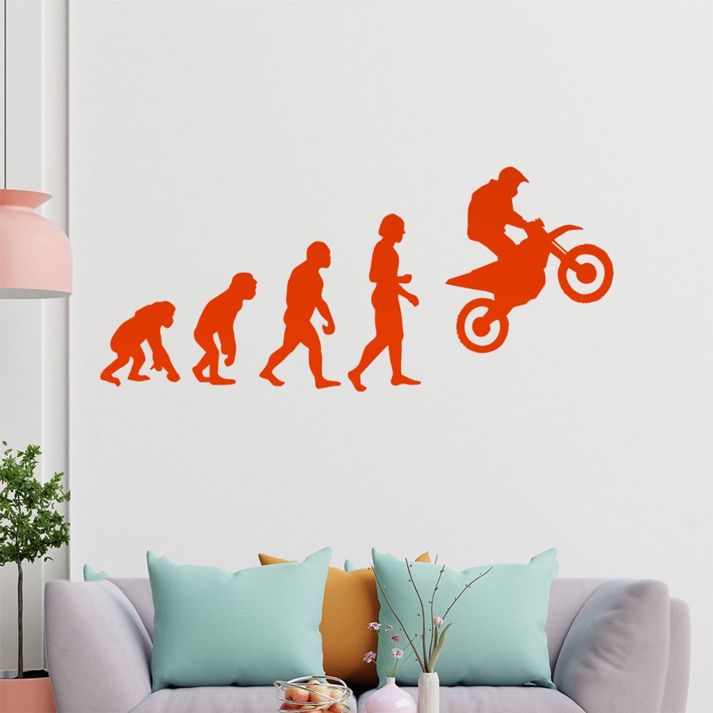 KIWISTAR Evolution Motocross Charles Darwin Wandtattoo in 6 Größen - Wandaufkleber Wall Sticker - Dekoration, Küche, Wohnzimmer, Schlafzimmer, B...