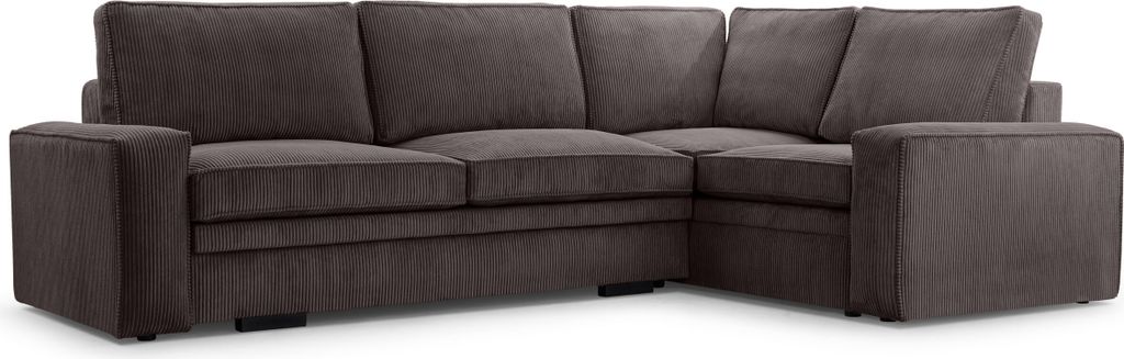 FEDVE Ecksofa Sofa Eckcouch Kellas Form Couch Wohnlandschaft Wohnzimmer Schlaffunktion Seite Rechts Cappuccino (Lincoln 24)
