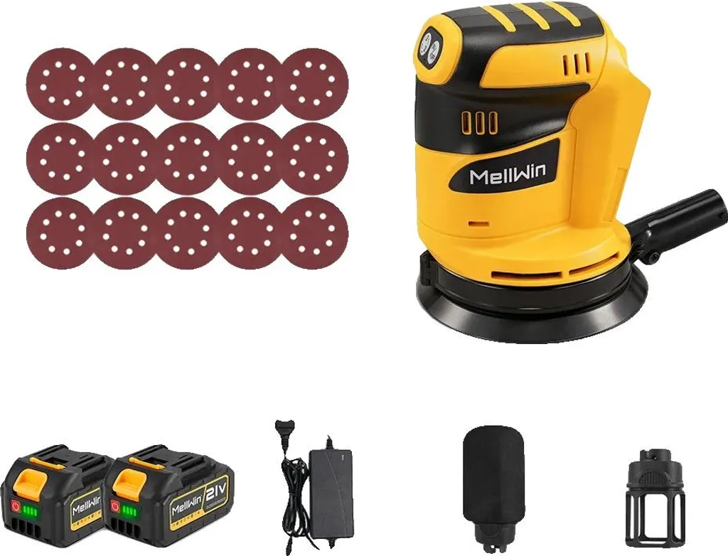 Ponceuse orbitale sans fil à 3 vitesses avec lot de 2 batteries 18V 2.0Ah