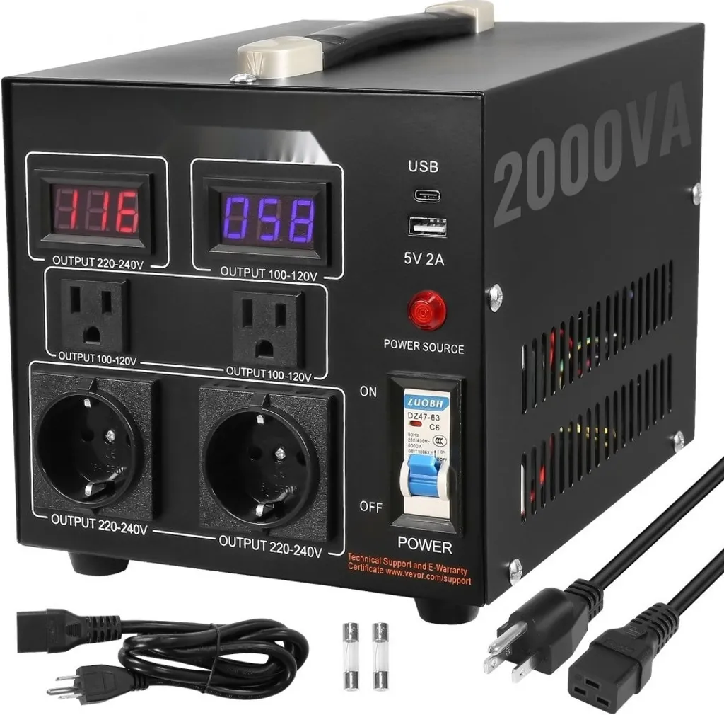 Transformateur de tension pour appareils USA en France 2000W 110V 220V