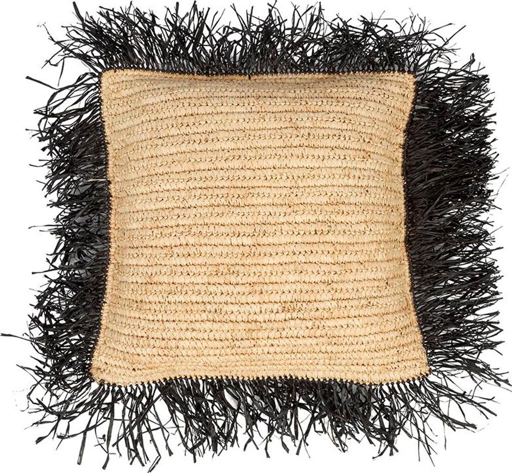 Bazar Bizar Der Raffia Kissenbezug - Natur Schwarz - 40x40