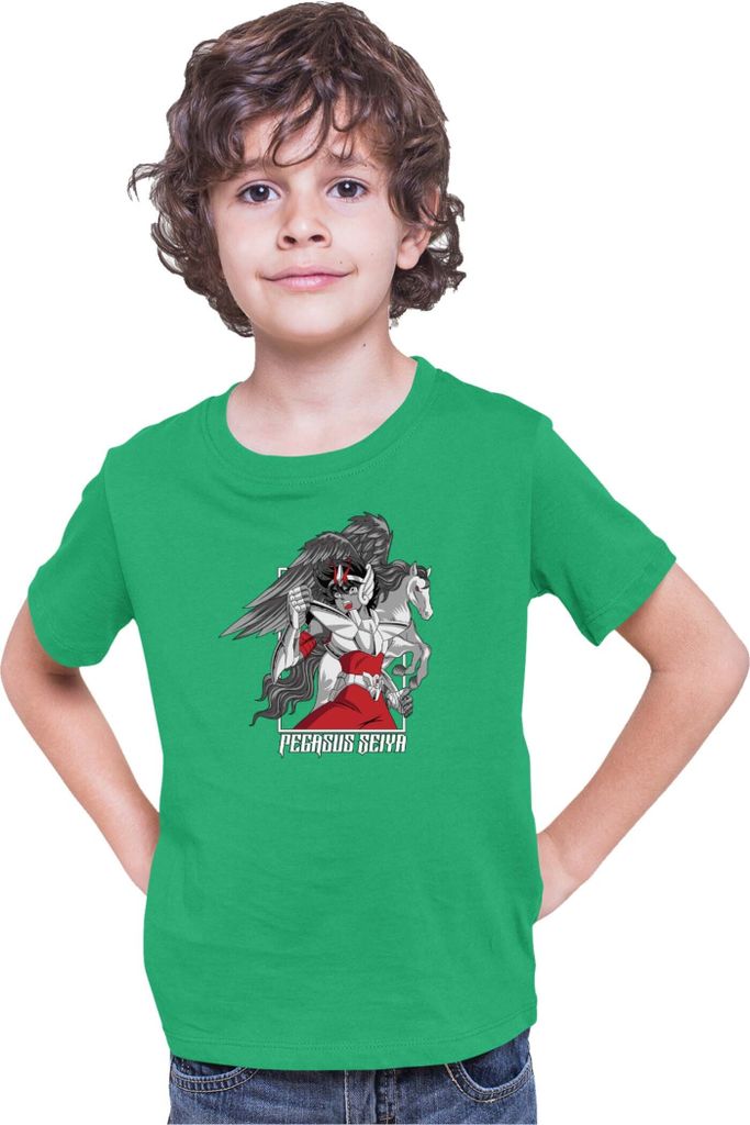 Kinder T-Shirt Japan Anime Manga Saint Anime Seiya Pegasus Seiya 03 Flying Horse, 12-13 Jahr - 152 / Grün