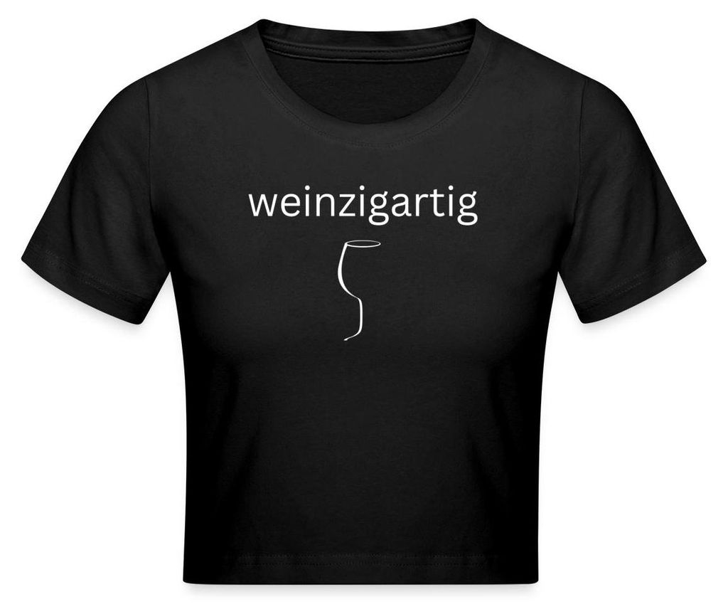 Spreadshirt Weinzigartig Wein Wortwitz Weinliebhaber Crop Top, M, Schwarz
