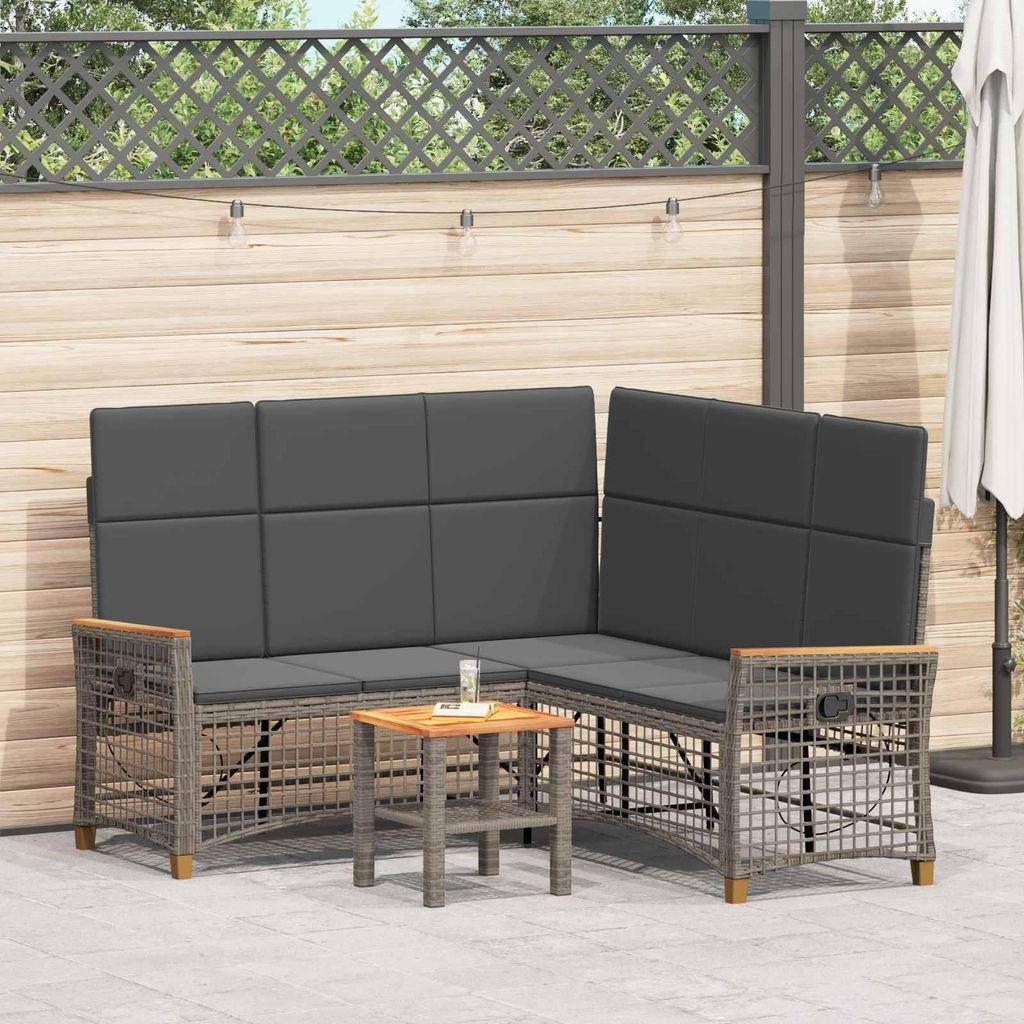CLOIRS@ Garten Liegesofa Set - für Terrassen - Grau und Dunkelgrau 164x164x112 cm
