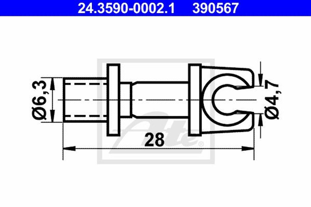 ATE Bremsleitungshalter Halter Bremsleitung 24.3590-0002.1 6,3mm 28,0mm