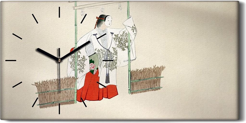 Dekor Leinwand Uhr Wandbilder 60x30 Malerei Asiatische Traditionelle Kimono - schwarze Hände
