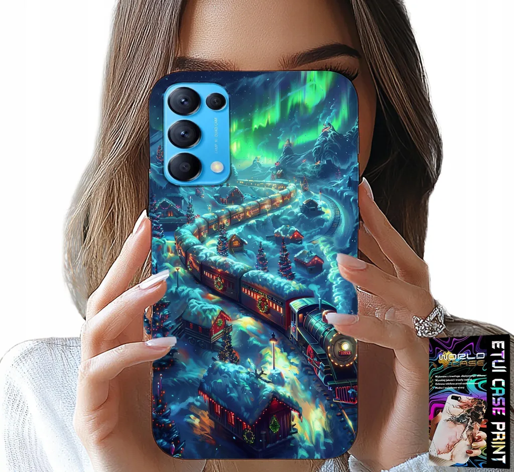 Custodia Design Christmas Express per Oppo Reno5 con Vetro