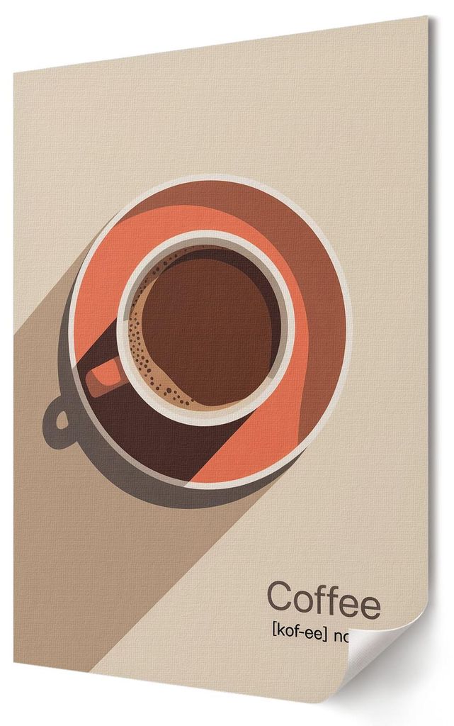 Eine Tasse Kaffee- Kunstdruck A4 - Minimalistisch, Modern- Wandbild für Wohnzimmer Schlafzimmer & Flur, Modernes Poster Wanddeko, Ungerahmt