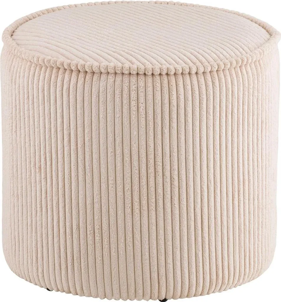 Pouf velours côtelé beige Liv, assise design pour salon moderne