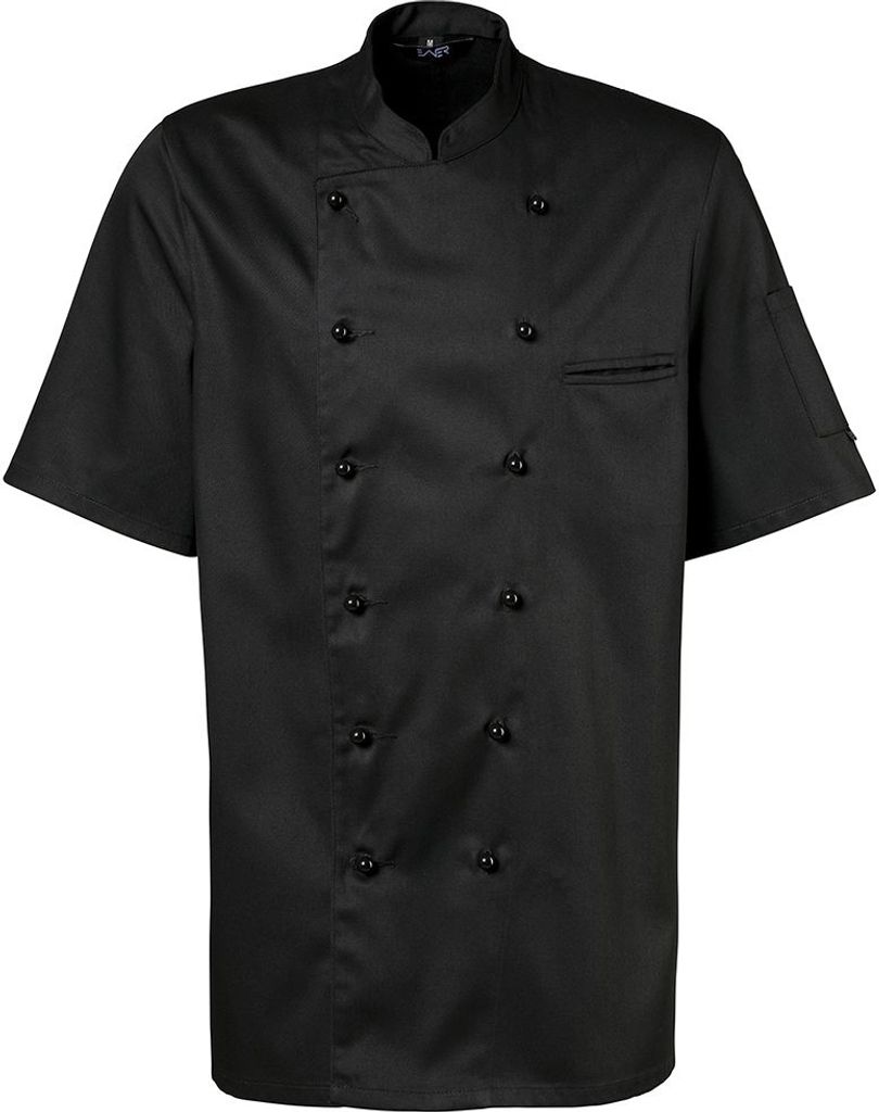 Kochjacke halbarm Fb. schwarz Gr. L : 65% Polyester 35%Baumwolle 220 g/m² : schwarz : L