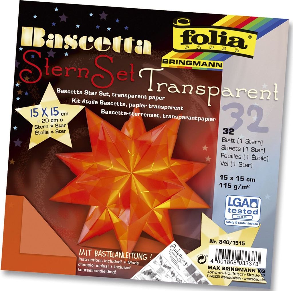 Folia 840/1515 Bascetta Stern - orange, transparent, Ø 20 Produktbild 