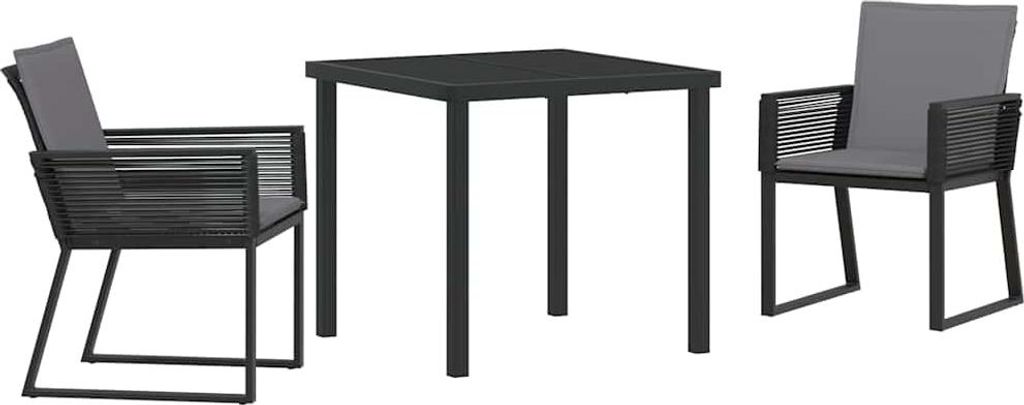 vidaXL Garten Essgruppe 3 pcs Schwarz Pulverbeschichteter Stahl