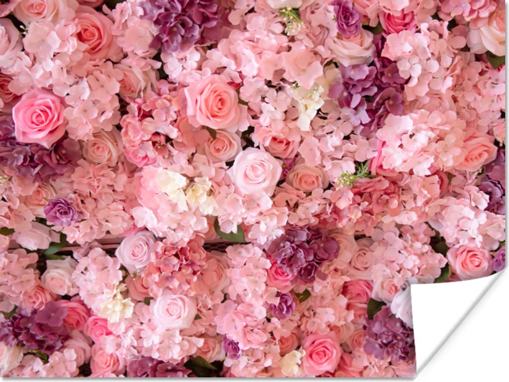 MuchoWow Poster Blumen - Rosa - Rosen 40x30 cm - Plakate für die Wände - Poster Wohnzimmer