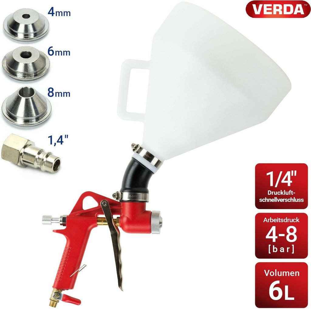 Trichterpistole 6L mit 3 Düsen: 4 mm, 6 mm & 8 mm + Gelenk, Produktbild 