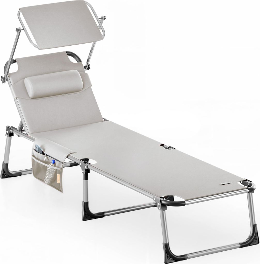 Casaria Chaise longue de jardin Malta Crème 210cm Transat Image du produit 