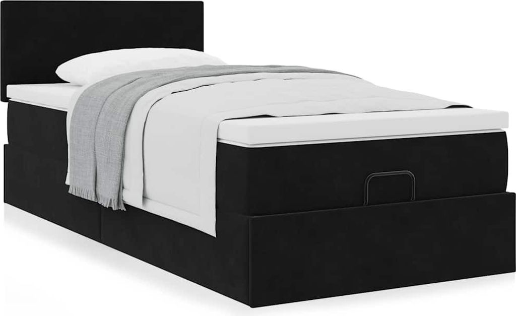Maison Exclusive - Ottoman-Bett mit Matratze Schwarz 90x200 cm Samt