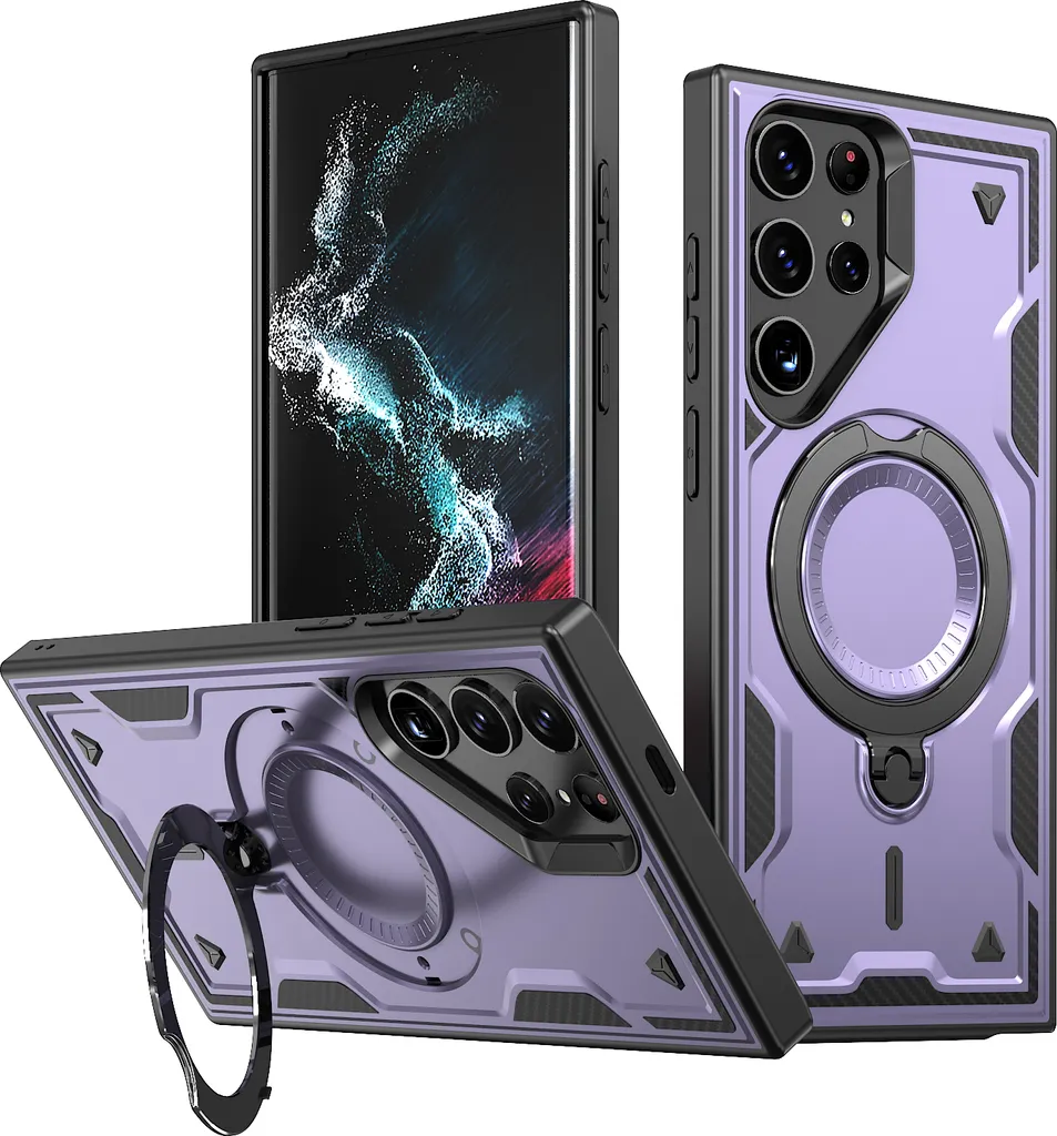 Custodia Militare Samsung S22 Ultra Viola con Supporto Magnetico
