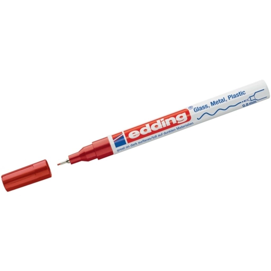 Edding 780, Rot, Fibre tip, Rot, Weiß, Aluminium, Fein, 0,8 Produktbild 