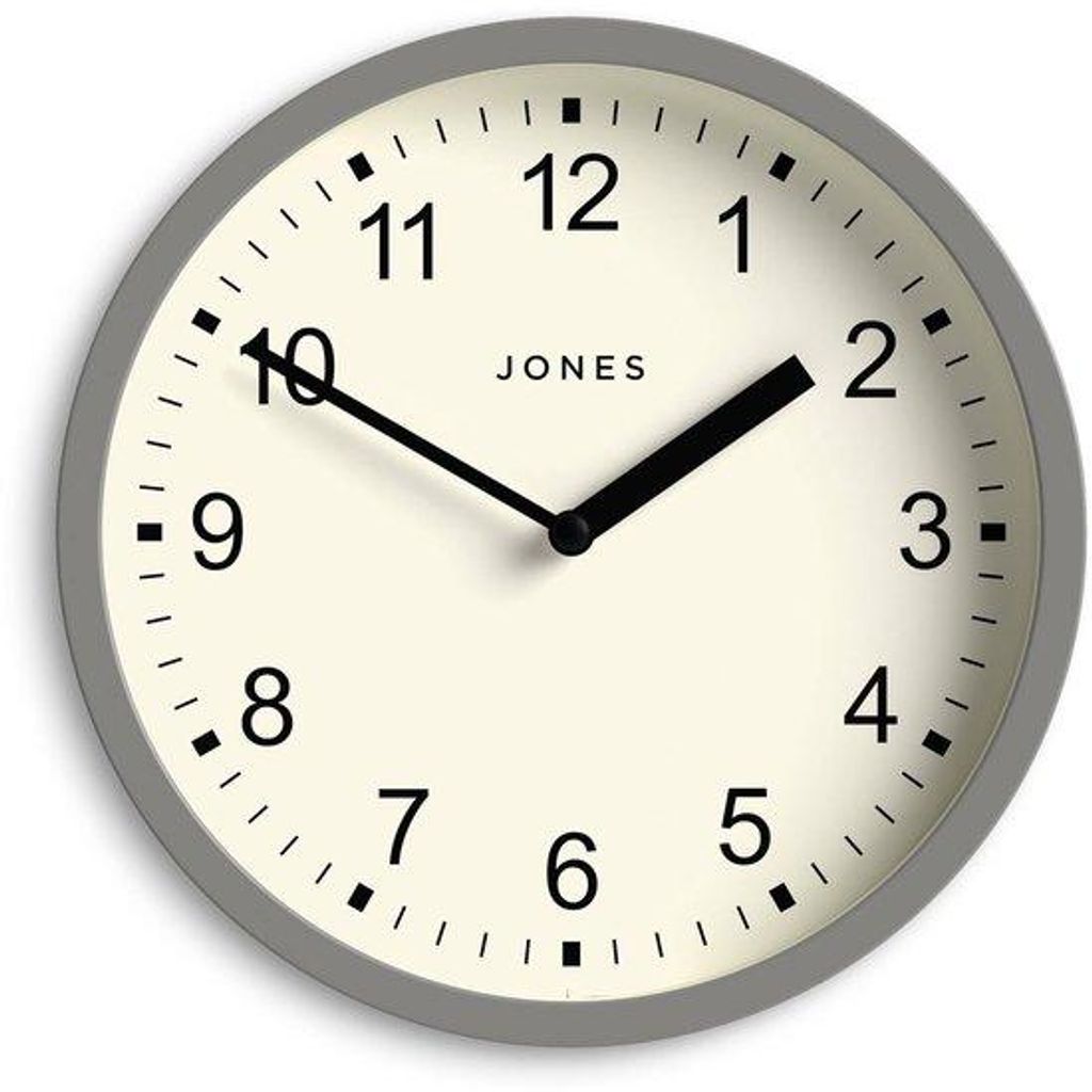 Kleine ronde wandklok, 20 cm, grijs, met een goed leesbaar Productafbeelding 