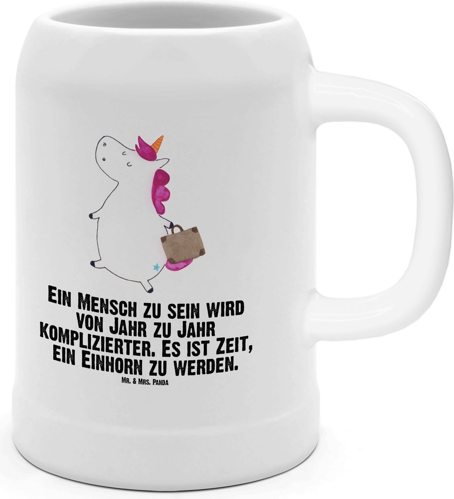 Mr. & Mrs. Panda Seidel Einhorn Koffer - Weiß - Geschenk, Verreisen, Steinkrug, Unicorn, Deko, Humpen, Bier, Einhörner, Steingutkrug, Krug, Abent...