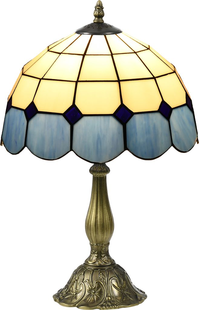 HOMCOM Nachttischlampe, handgefertigte Tischlampe, Glas-Nachttischlampe für Schlafzimmer, Wohnzimmer, Ø31 x 48 cm, Blau