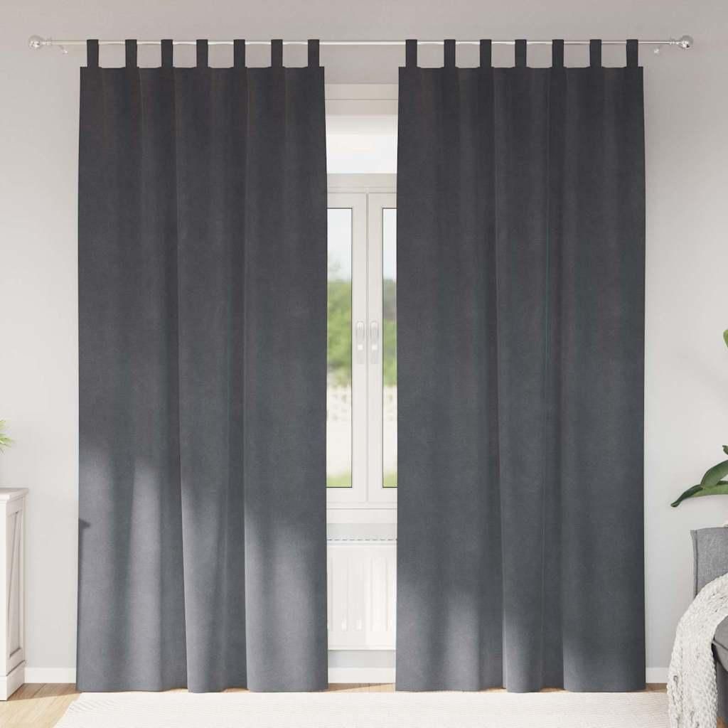 Eleganten-Stil Vorhänge mit Vorhängen 2 pcs Hellgrau 140 x 225 cm Samt - Gardinen & Vorhänge Hommie3165373 1parcel